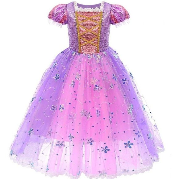 Princess Repunzal & Sophia Inspired Girl Princess Dress with Accessories - Picture 4 of 5